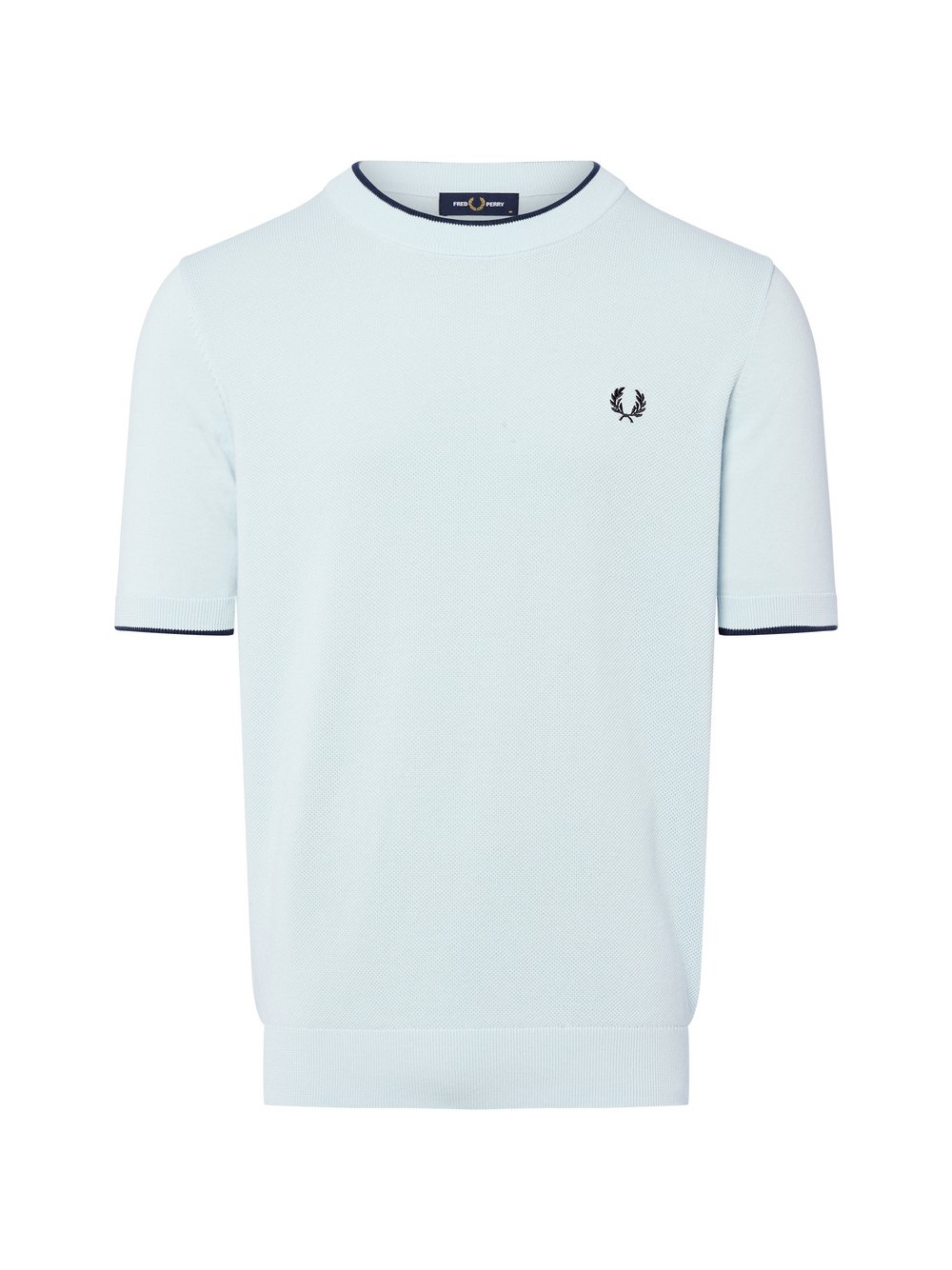 Fred Perry Strickshirt Herren Baumwolle blau strukturiert, L