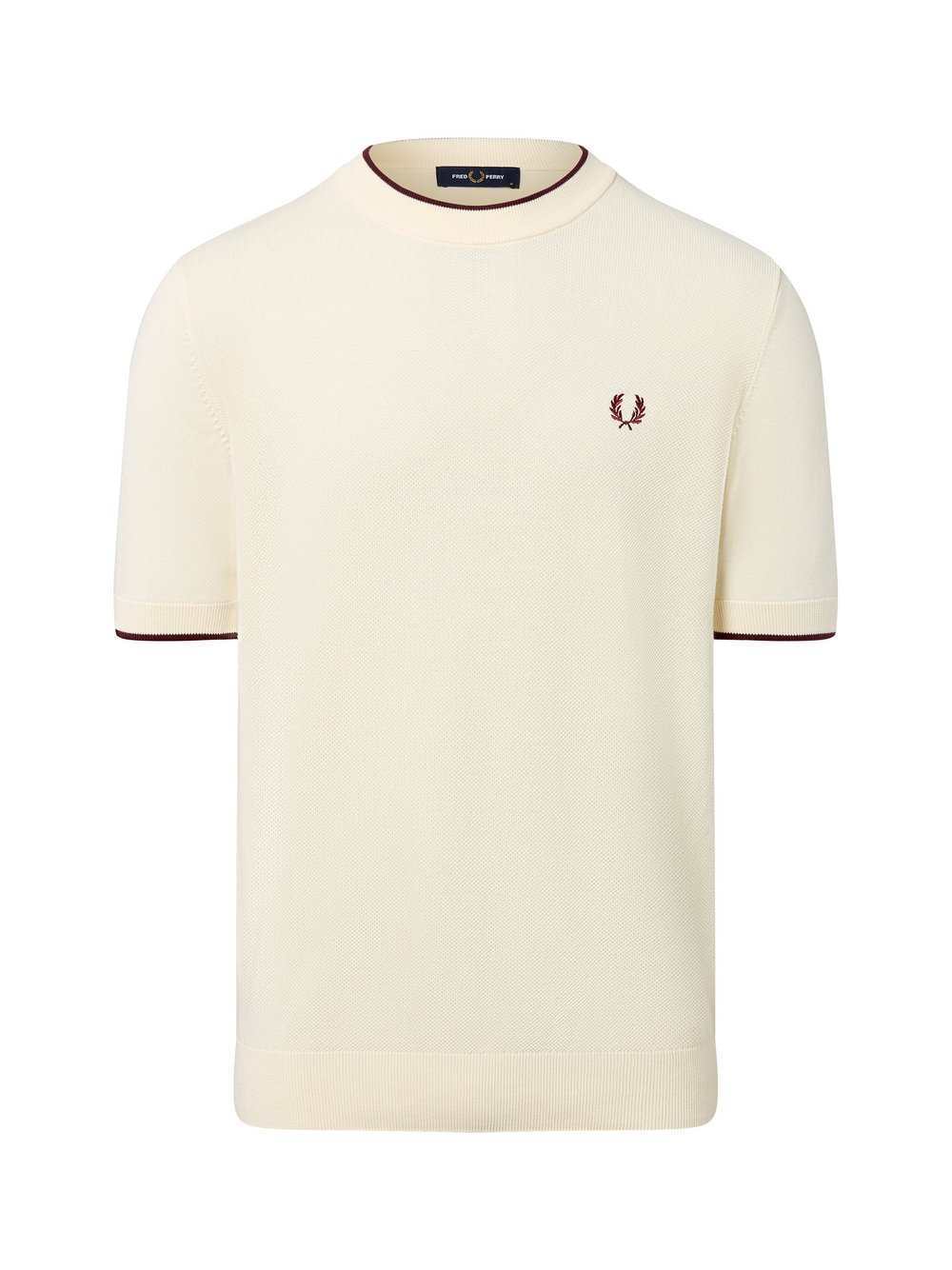 Fred Perry Strickshirt Herren Baumwolle beige strukturiert, S