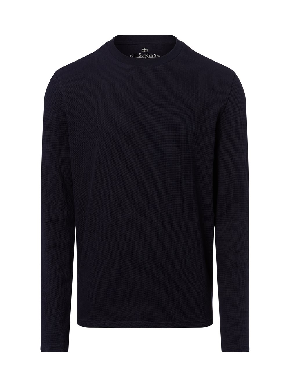 Nils Sundström Langarmshirt Herren Baumwolle blau strukturiert, XXL