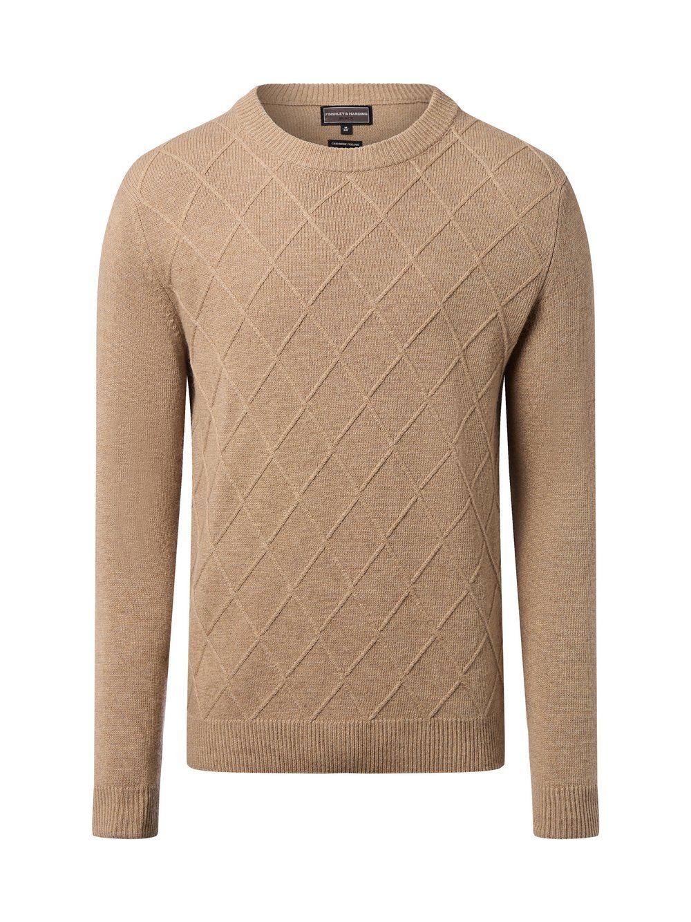 Finshley & Harding Strickpullover mit Wolle und Cashmere Herren braun strukturiert, L