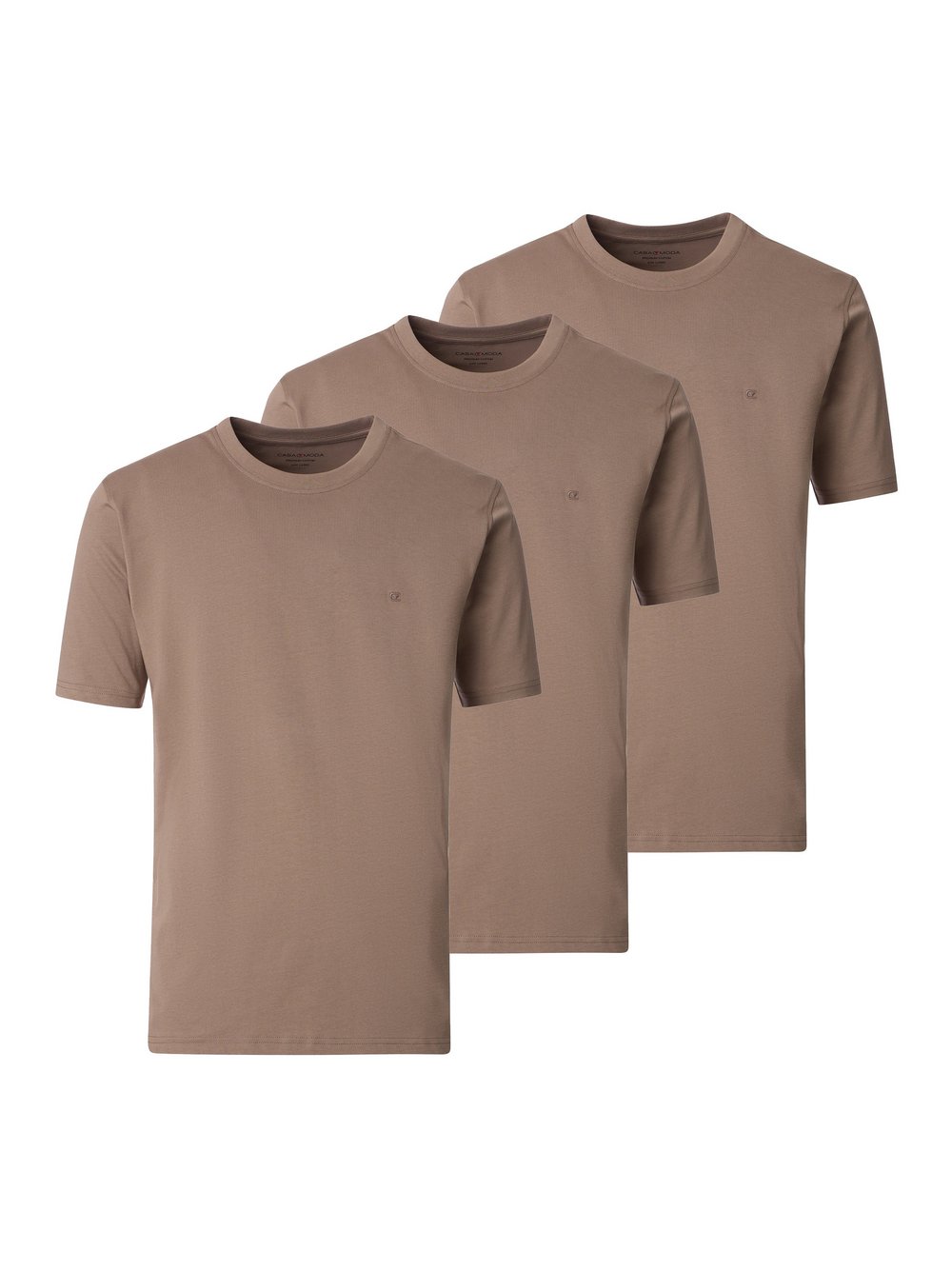 Thumbnail - CASAMODA Basic T-Shirt im 3er-Pack Herren Baumwolle braun, XL