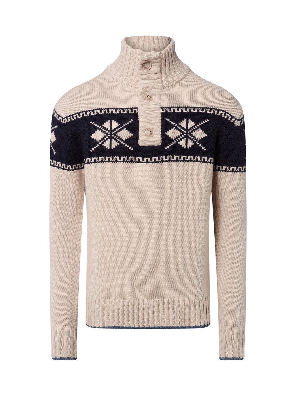 Nils Sundström Wollpullover Herren Wolle mehrfarbig gemustert, S