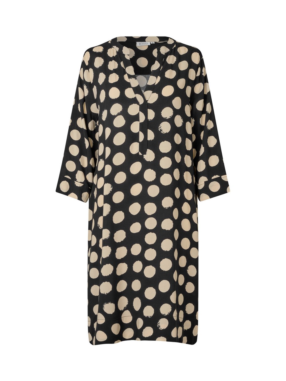 Masai knielanges Blusenkleid Damen Viskose schwarz gepunktet, 36