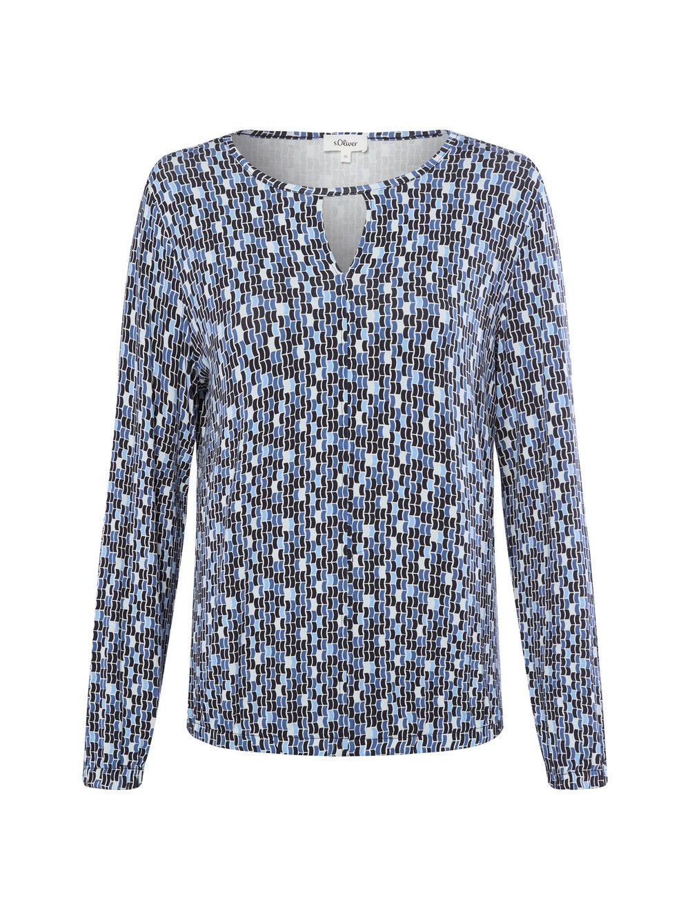 s.Oliver Langarmshirt Damen Viskose blau gemustert, 44