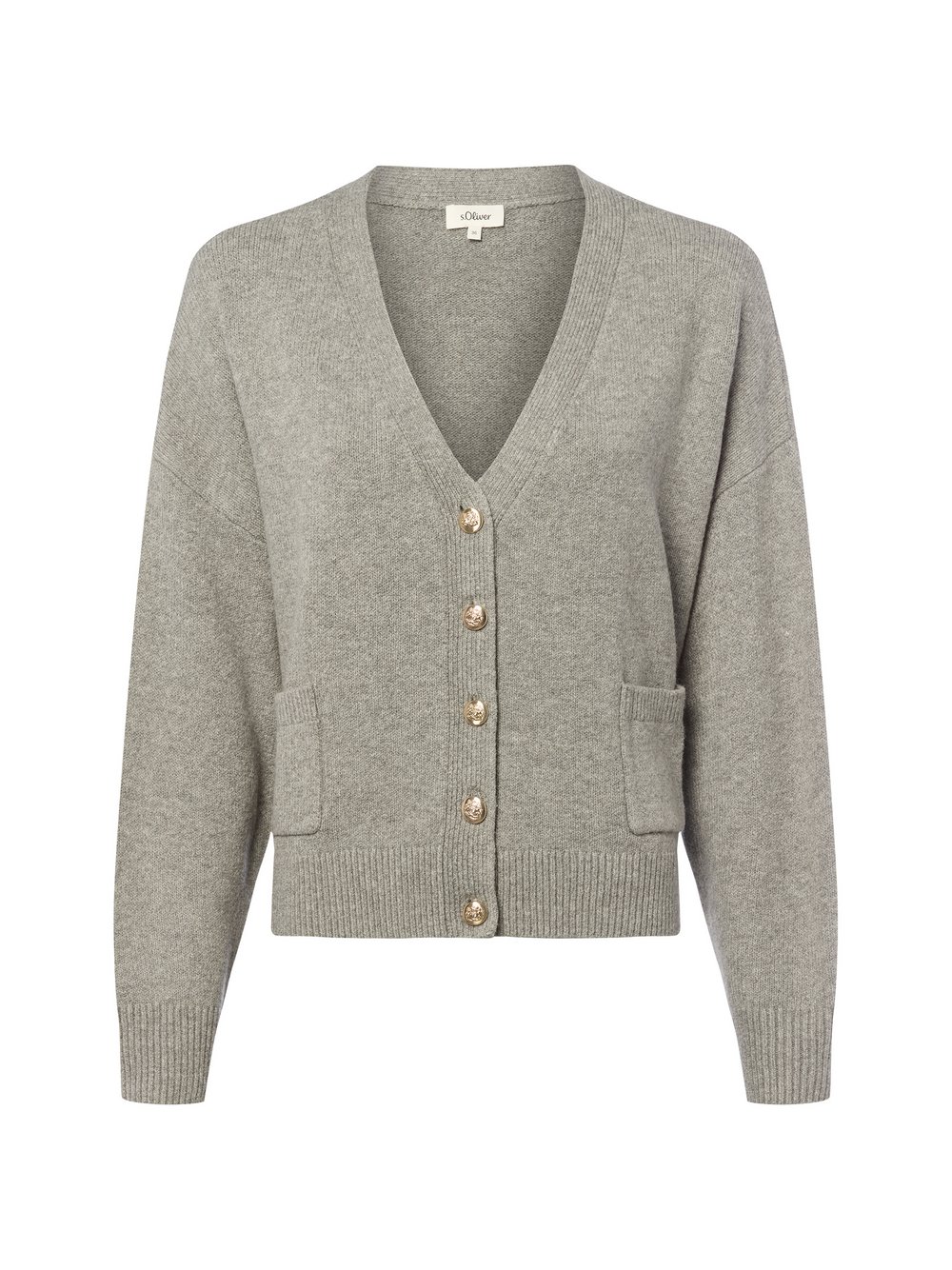 s.Oliver Strickjacke Damen Baumwolle grau meliert, 38