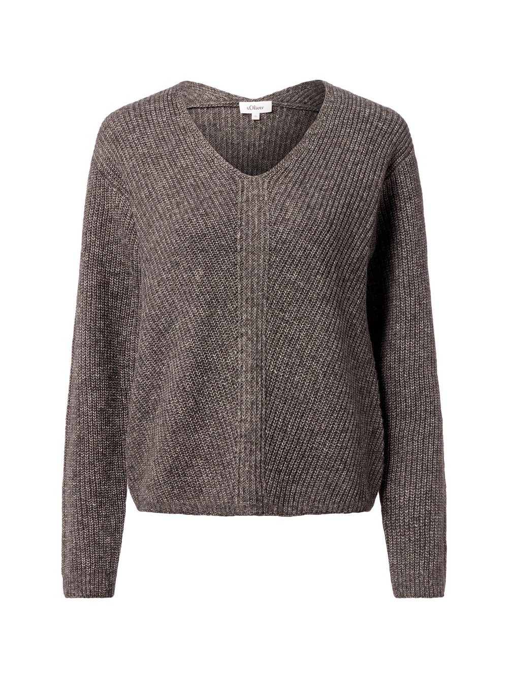 s.Oliver Strickpullover mit Wolle Damen Grobstrick grau meliert, 40