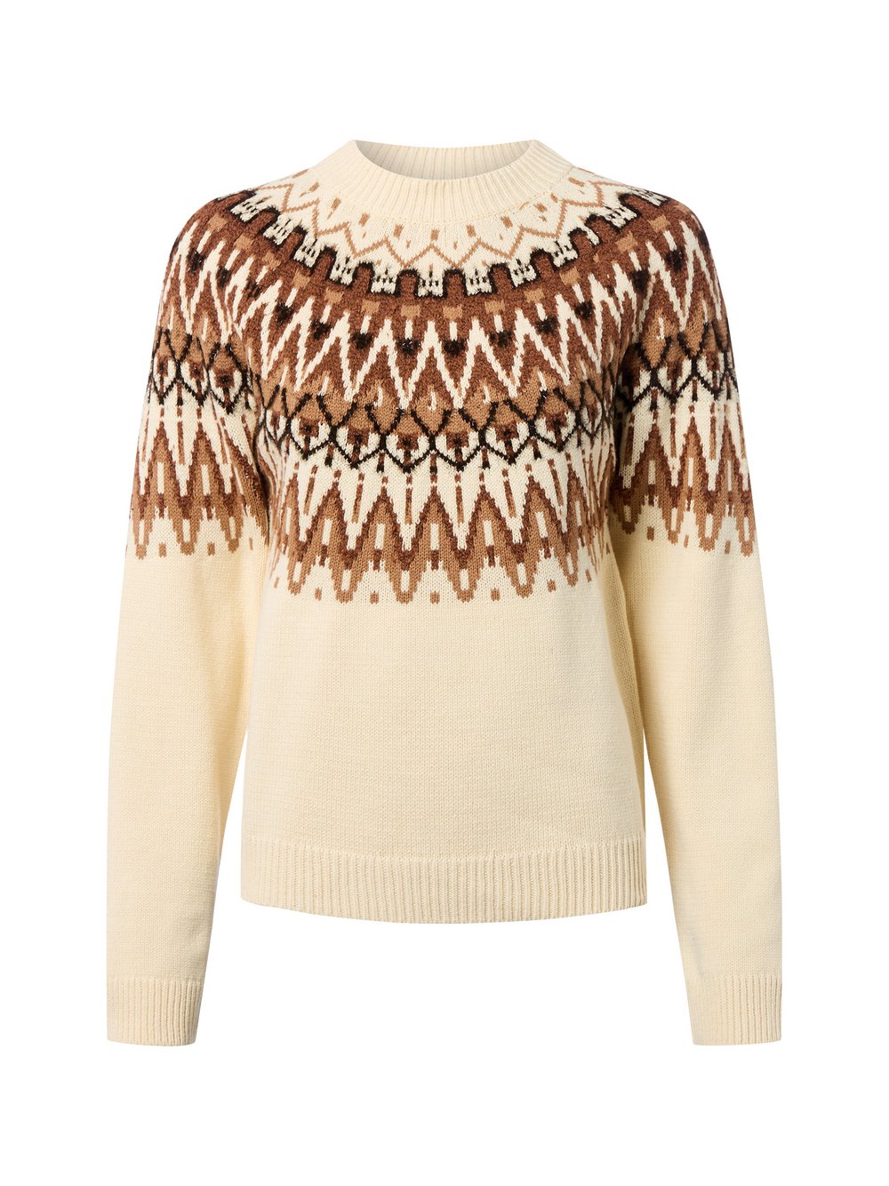 s.Oliver Strickpullover Damen Baumwolle beige gemustert, 36