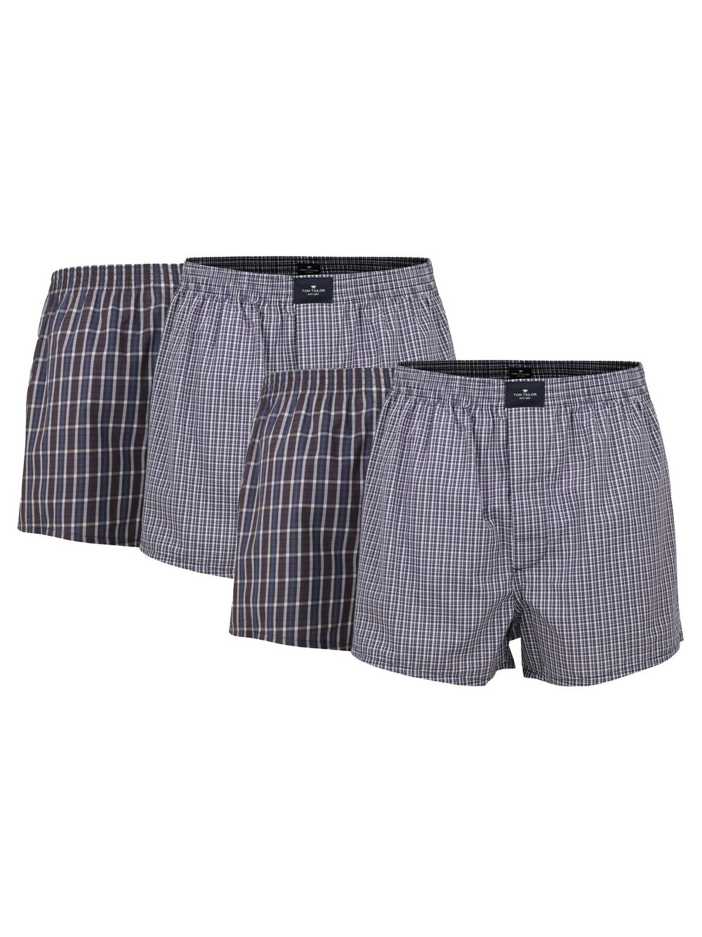 Tom Tailor Web-Boxershorts 4er Pack Herren Baumwolle blau kariert, S