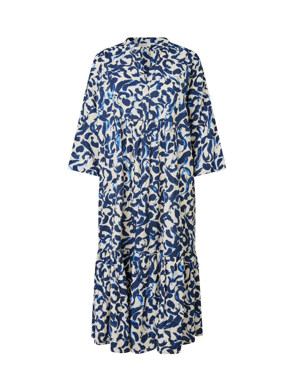Masai Wadenlanges Blusenkleid Damen Viskose blau bedruckt, 38