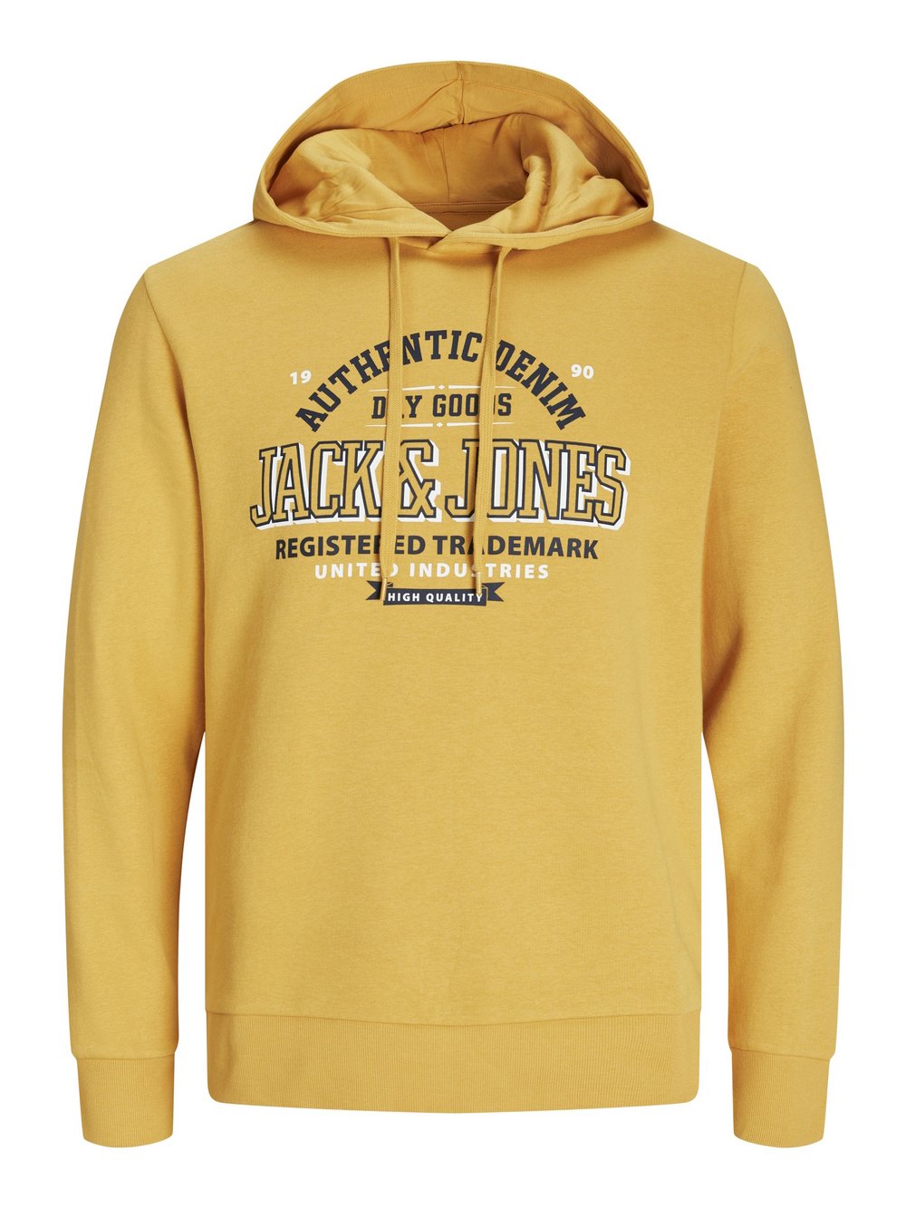 Jack & Jones Kapuzenpullover Herren Baumwolle gelb bedruckt, L