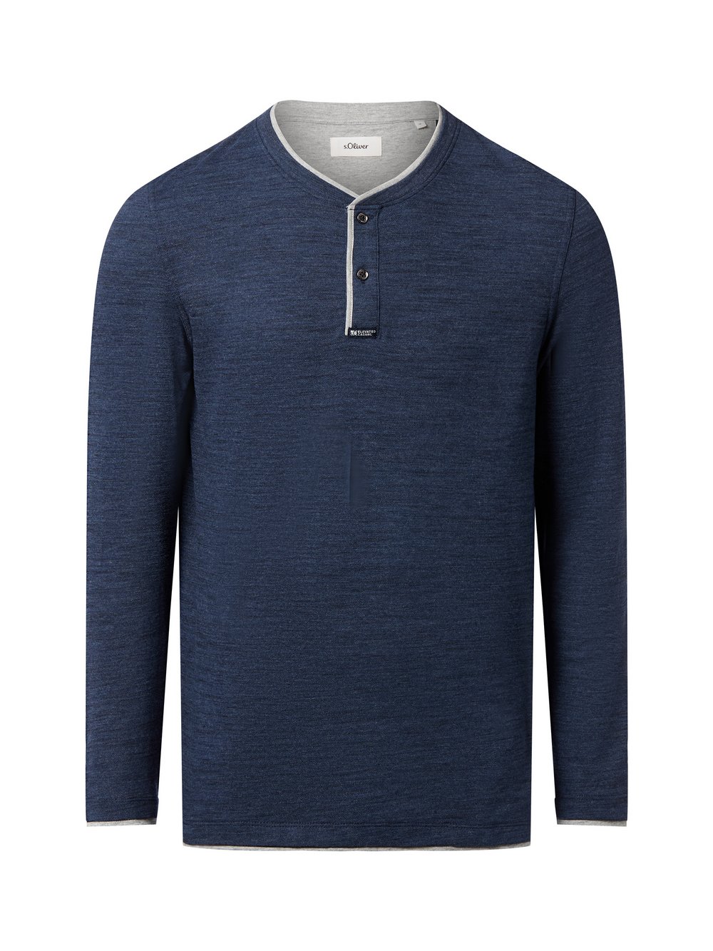 Thumbnail - s.Oliver Langarmshirt Herren Baumwolle blau meliert, M