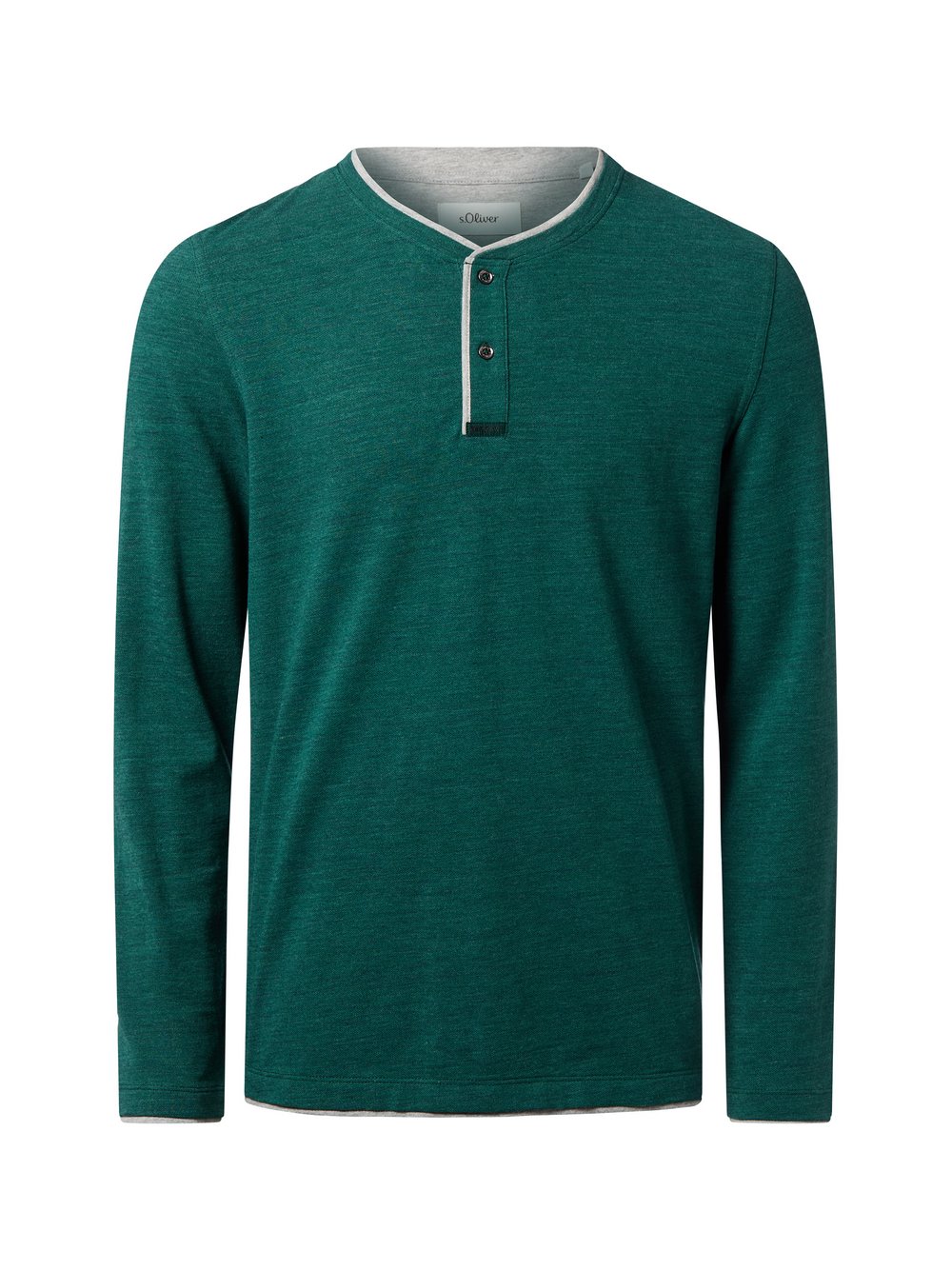 Thumbnail - s.Oliver Langarmshirt Herren Baumwolle grün meliert, L