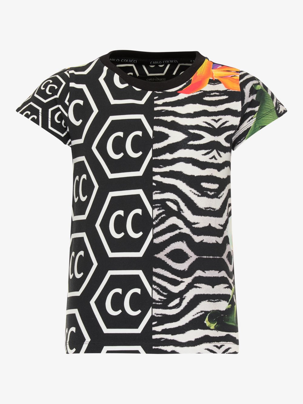 Thumbnail - Carlo Colucci T-Shirt Mädchen Baumwolle schwarz gemustert, 122