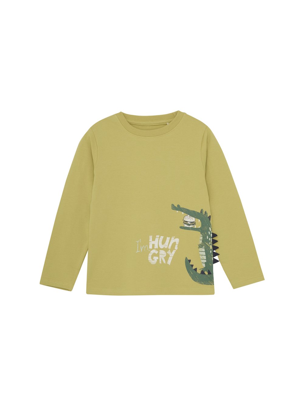 Thumbnail - Minymo Sweater Jungen Baumwolle grün bedruckt, 122