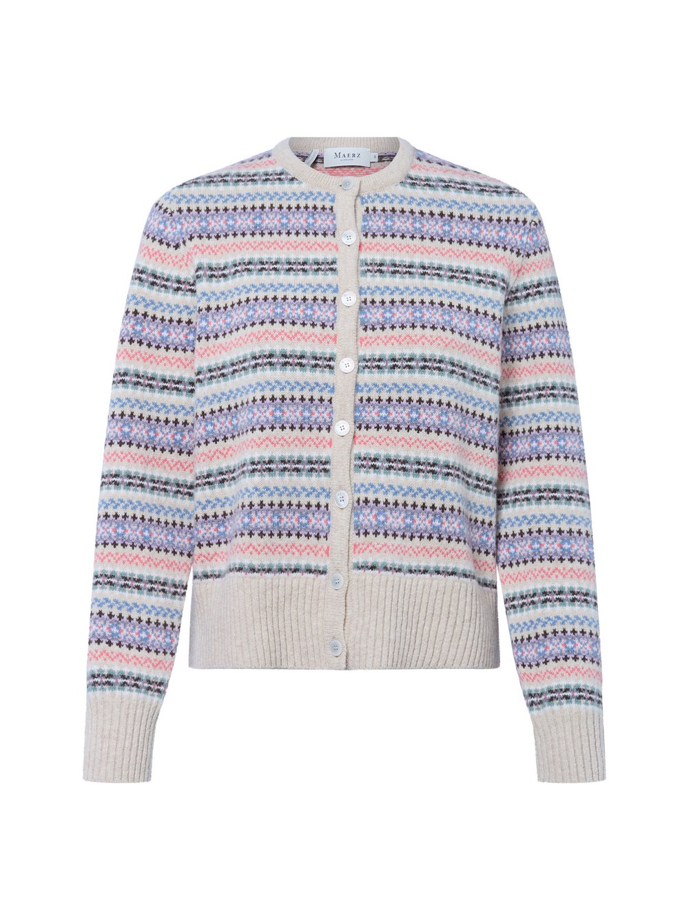 MAERZ Strickjacke aus Merinowolle Damen mehrfarbig gemustert, 42