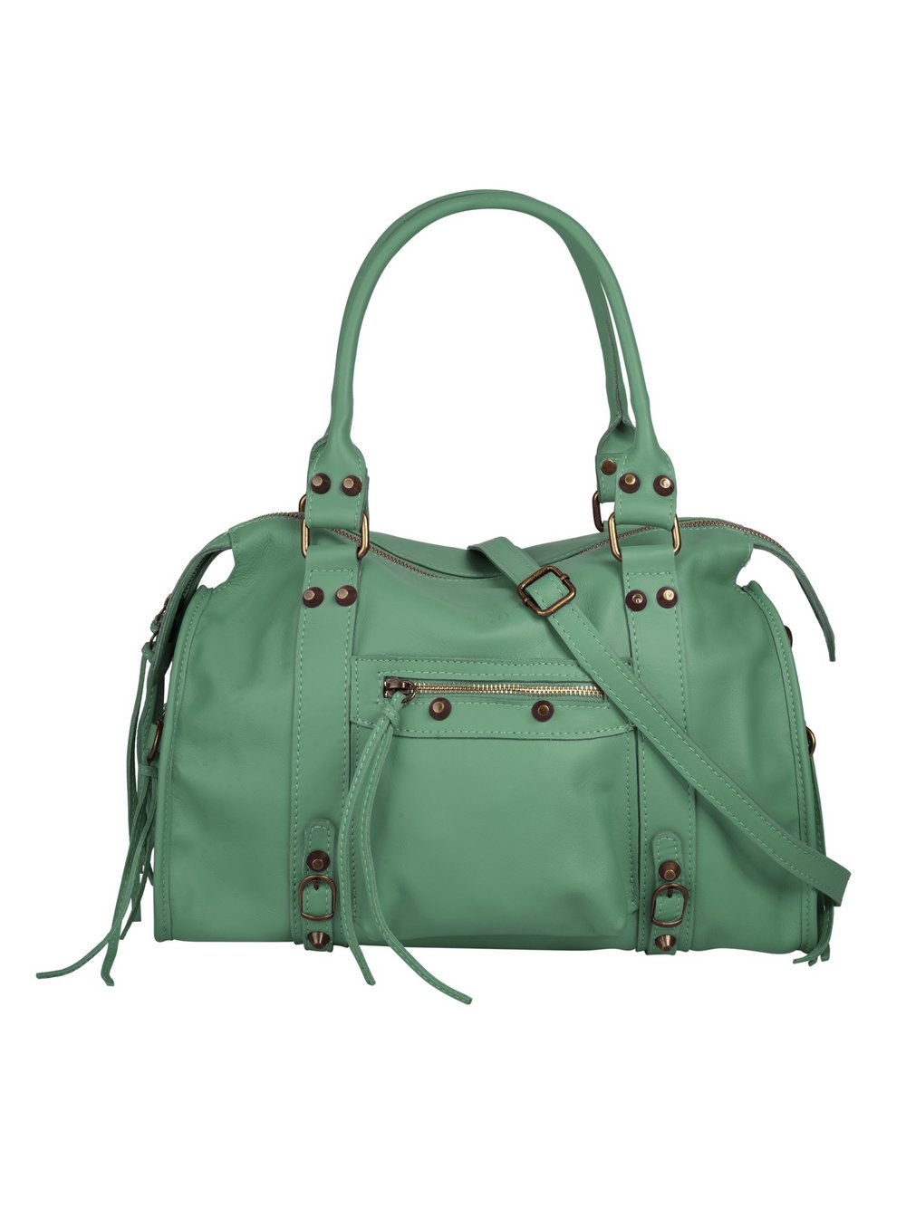 forty° Shopper Damen Leder grün, ONE SIZE