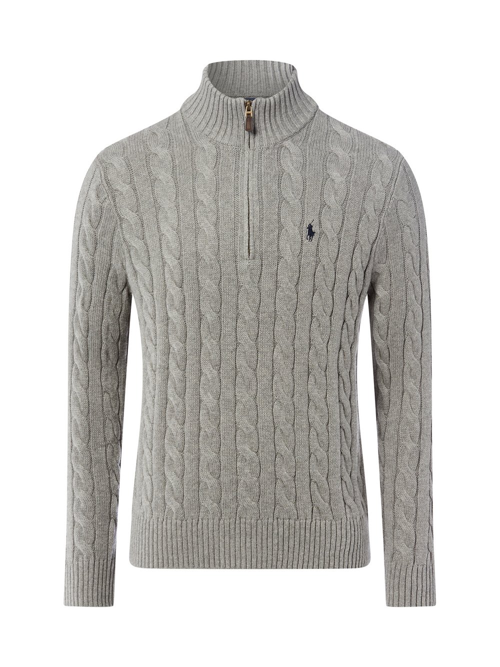 Polo Ralph Lauren Troyer-Pullover Herren Grobstrick grau meliert, S