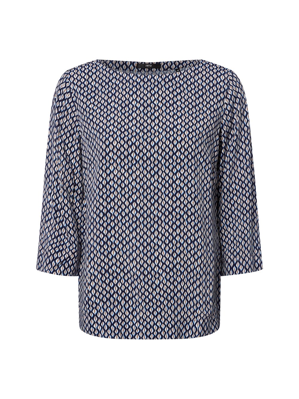 Thumbnail - zero Langarmshirt Damen Viskose blau gemustert, 42
