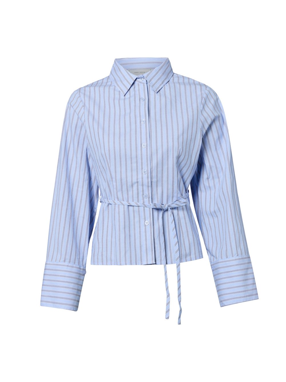 Neo Noir Hemdbluse Damen Baumwolle blau gestreift, 42