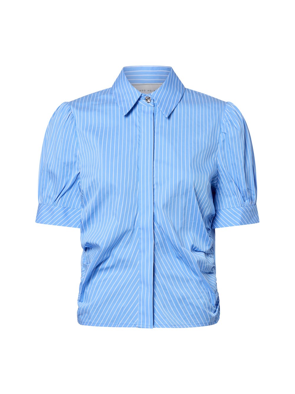 Neo Noir Kurzarmbluse Damen Baumwolle blau gestreift, 34