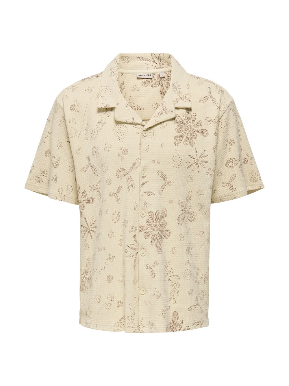 Only&Sons Hemd Herren Comfort Fit Baumwolle beige bedruckt, M