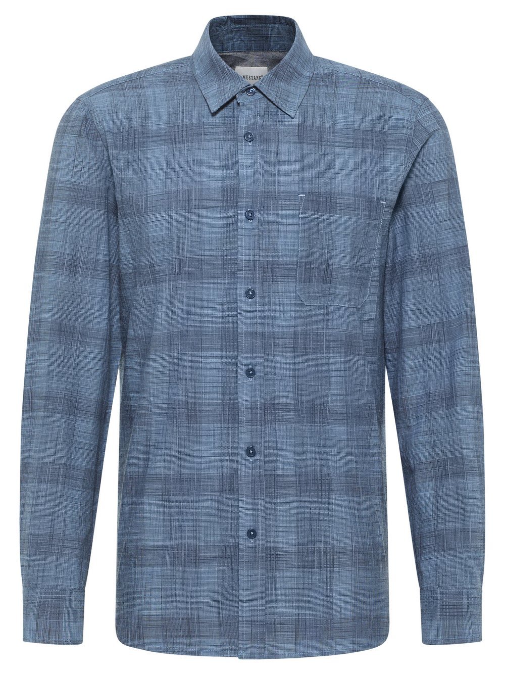 Mustang Hemd Herren Slim Fit Baumwolle blau gemustert, L