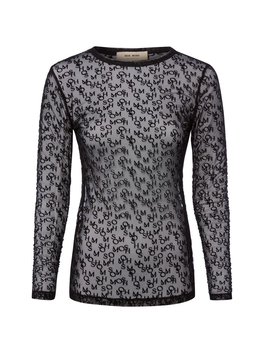 MOS MOSH Mesh-Langarmshirt Damen schwarz bedruckt, XS