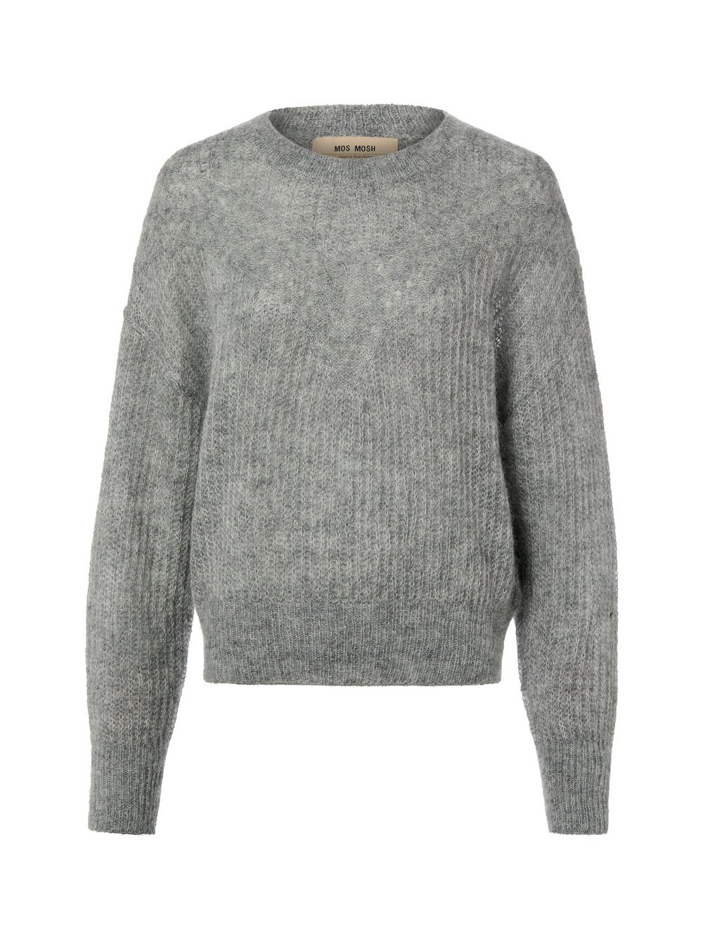 MOS MOSH Strickpullover mit Mohair-Anteil Damen Wolle grau meliert, S