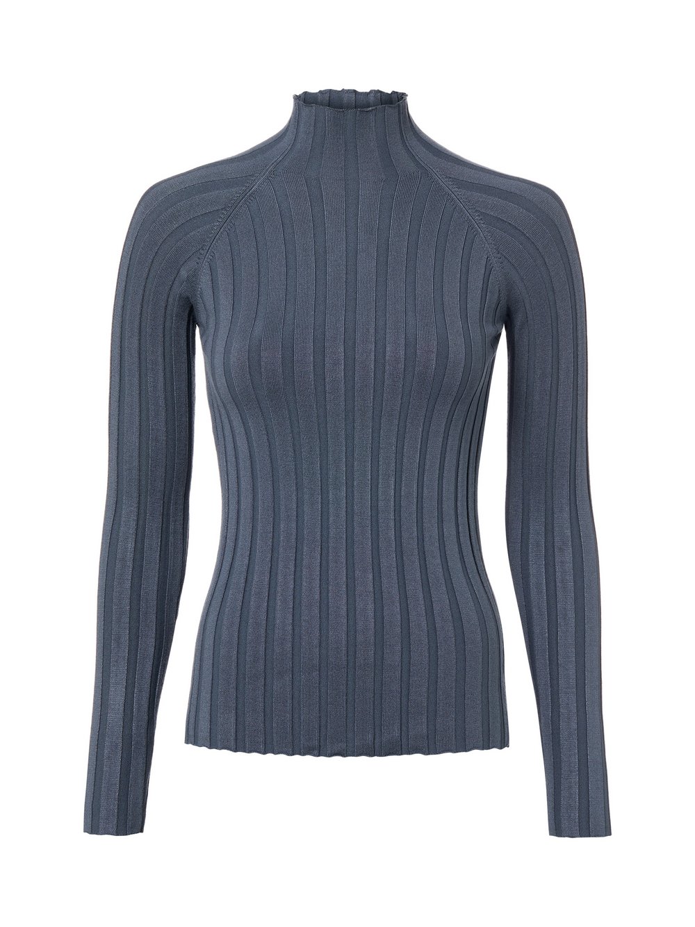 Marie Lund Strick-Langarmshirt Damen Viskose blau strukturiert, M