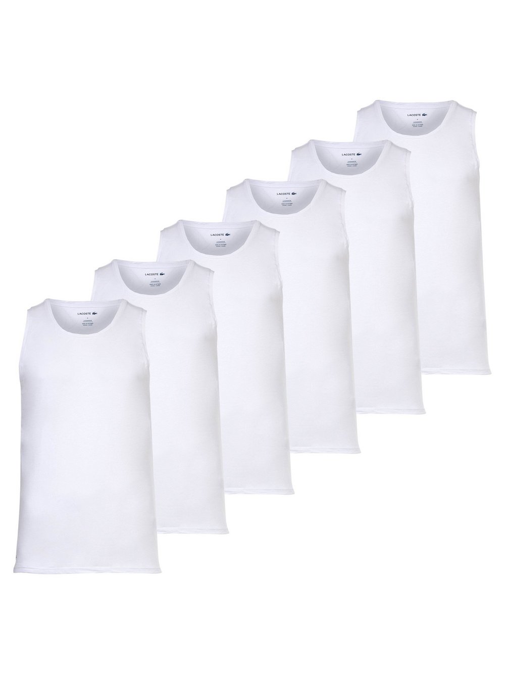 Lacoste Unterhemd 6er Pack Herren Baumwolle weiß, L