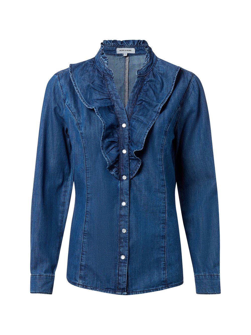 More & More Jeansbluse Damen Baumwolle blau, 40