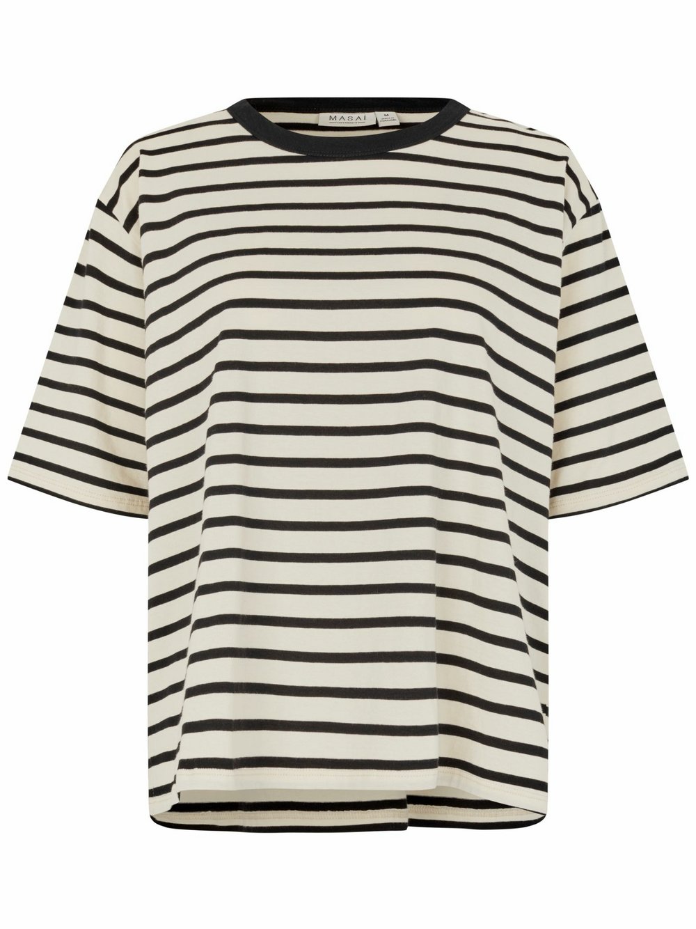 Thumbnail - Masai Kurzarm T-shirt Damen Baumwolle schwarz gestreift, 40
