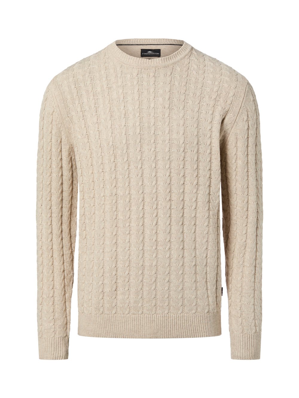 Fynch-Hatton Strickpullover mit Wollanteil Herren Baumwolle beige, XXL