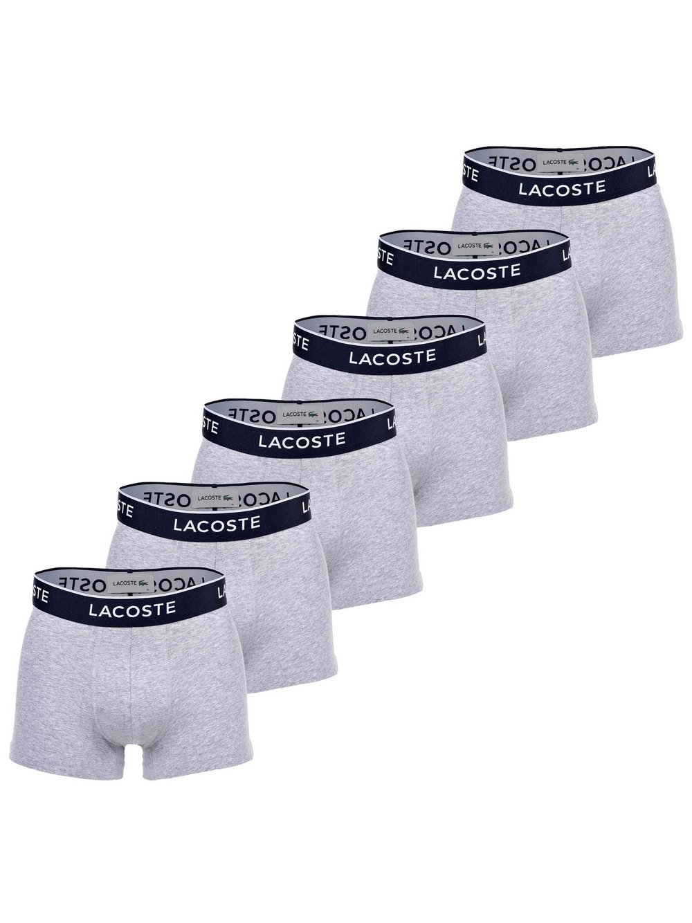Lacoste Boxershort 6er Pack Herren Baumwolle grau, L