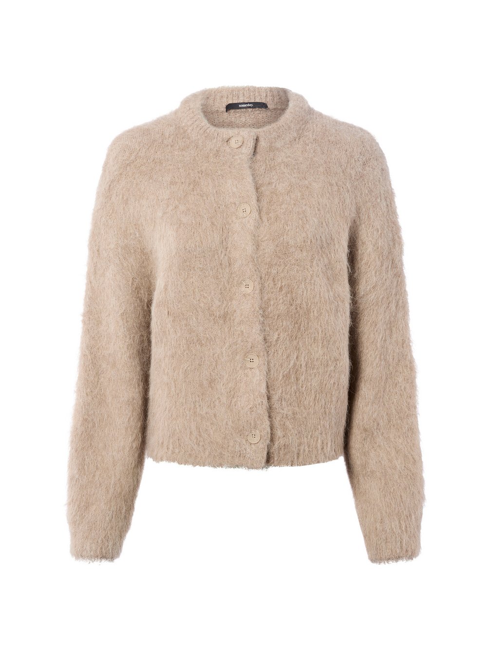 Someday Strickjacke aus Alpaka Damen Baumwolle beige meliert, 38