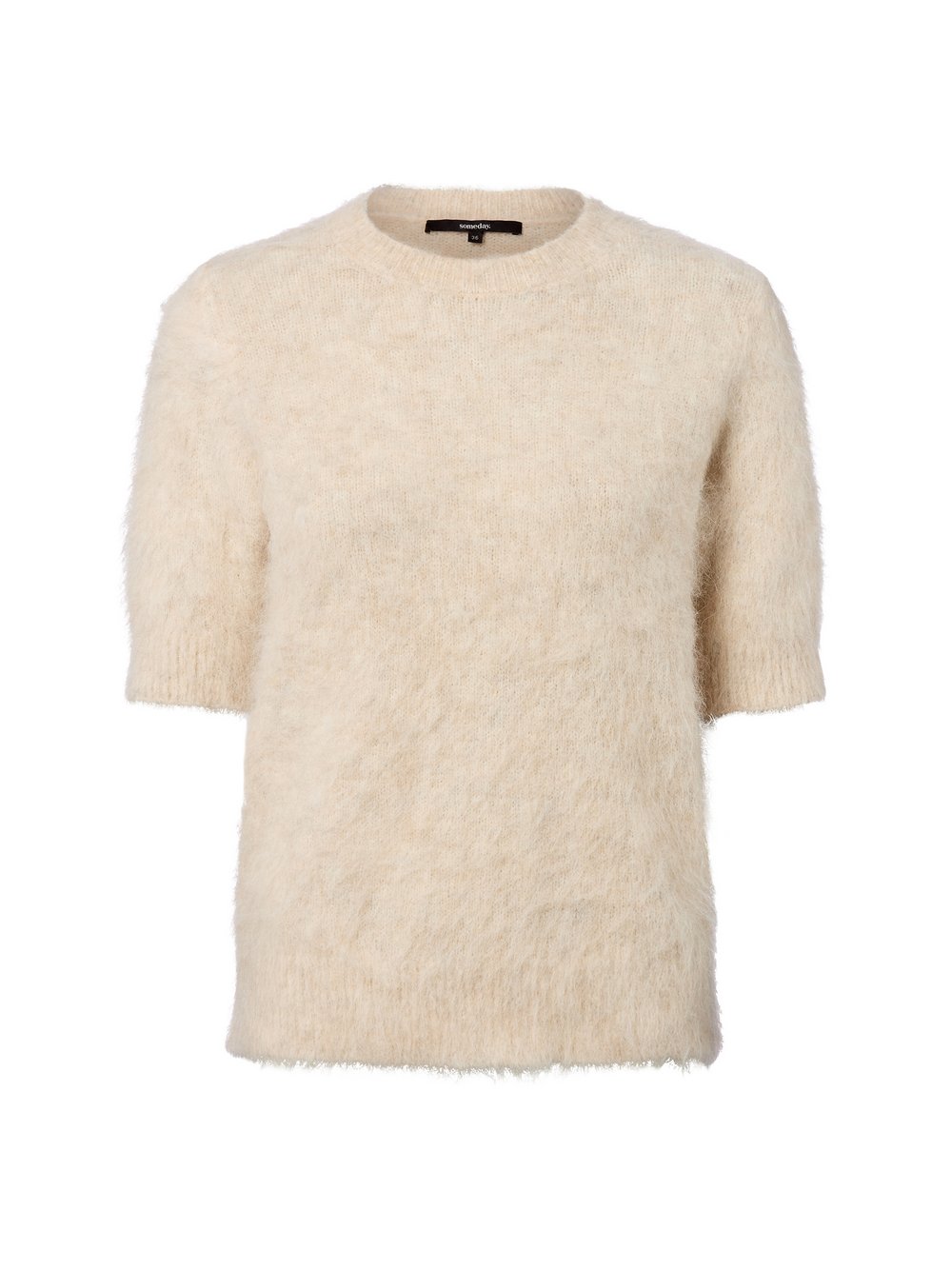 Someday Kurzarmpullover mit Alpaka-Anteil Damen Polyamid beige meliert, 38