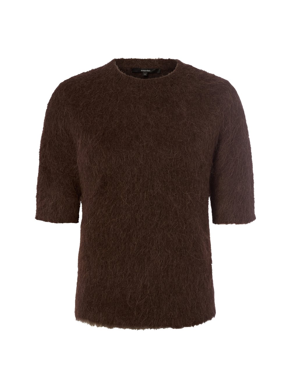 Someday Kurzarmpullover mit Alpaka-Anteil Damen Polyamid braun, 42