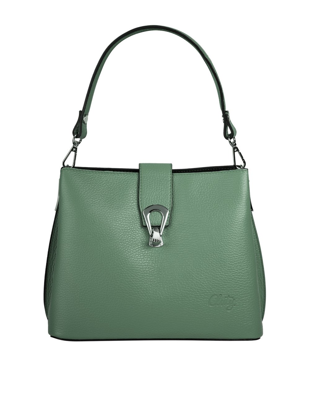 Thumbnail - Cluty Umhängetasche Damen Leder grün, ONE SIZE