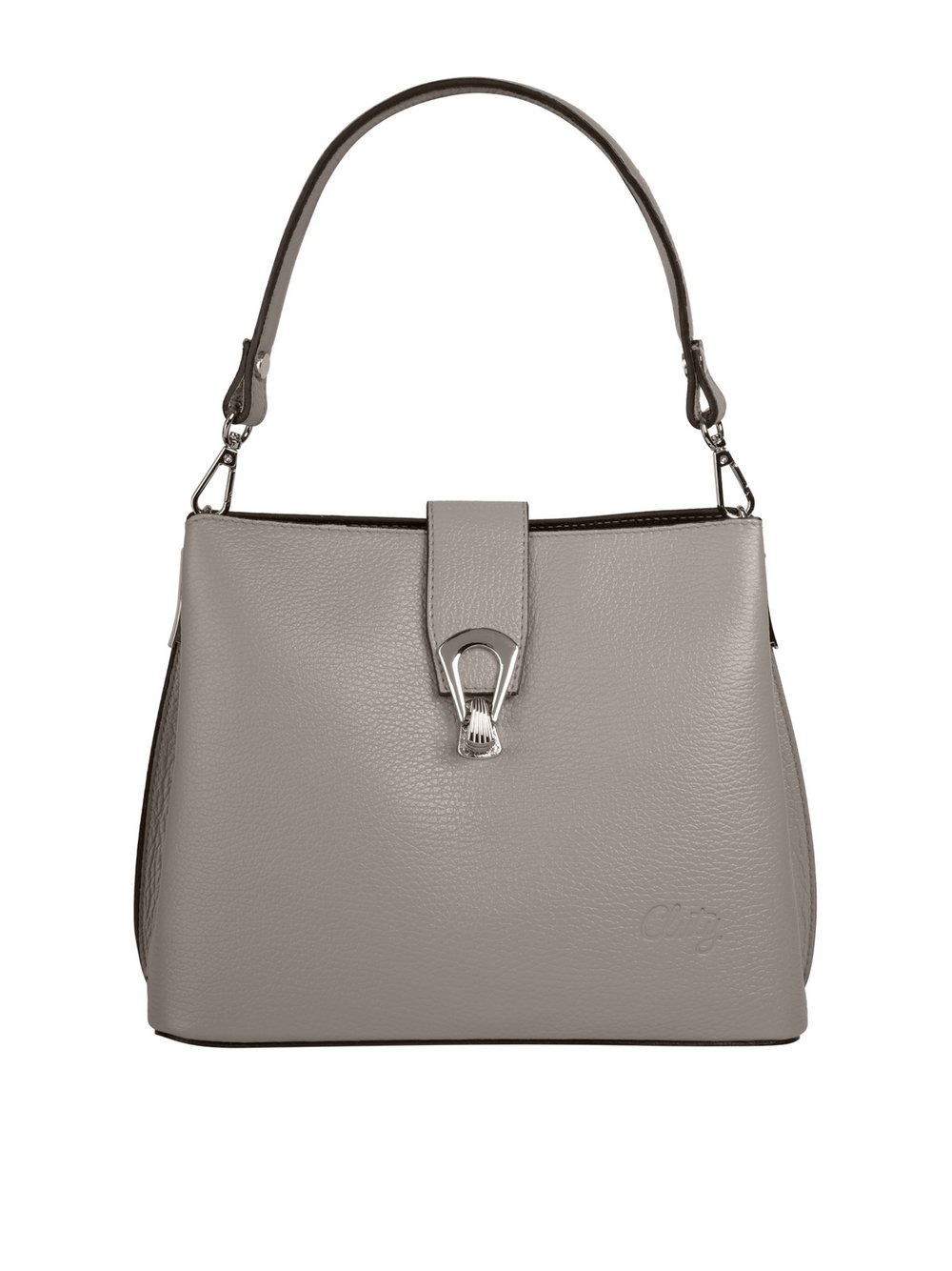 Thumbnail - Cluty Umhängetasche Damen Leder grau, ONE SIZE
