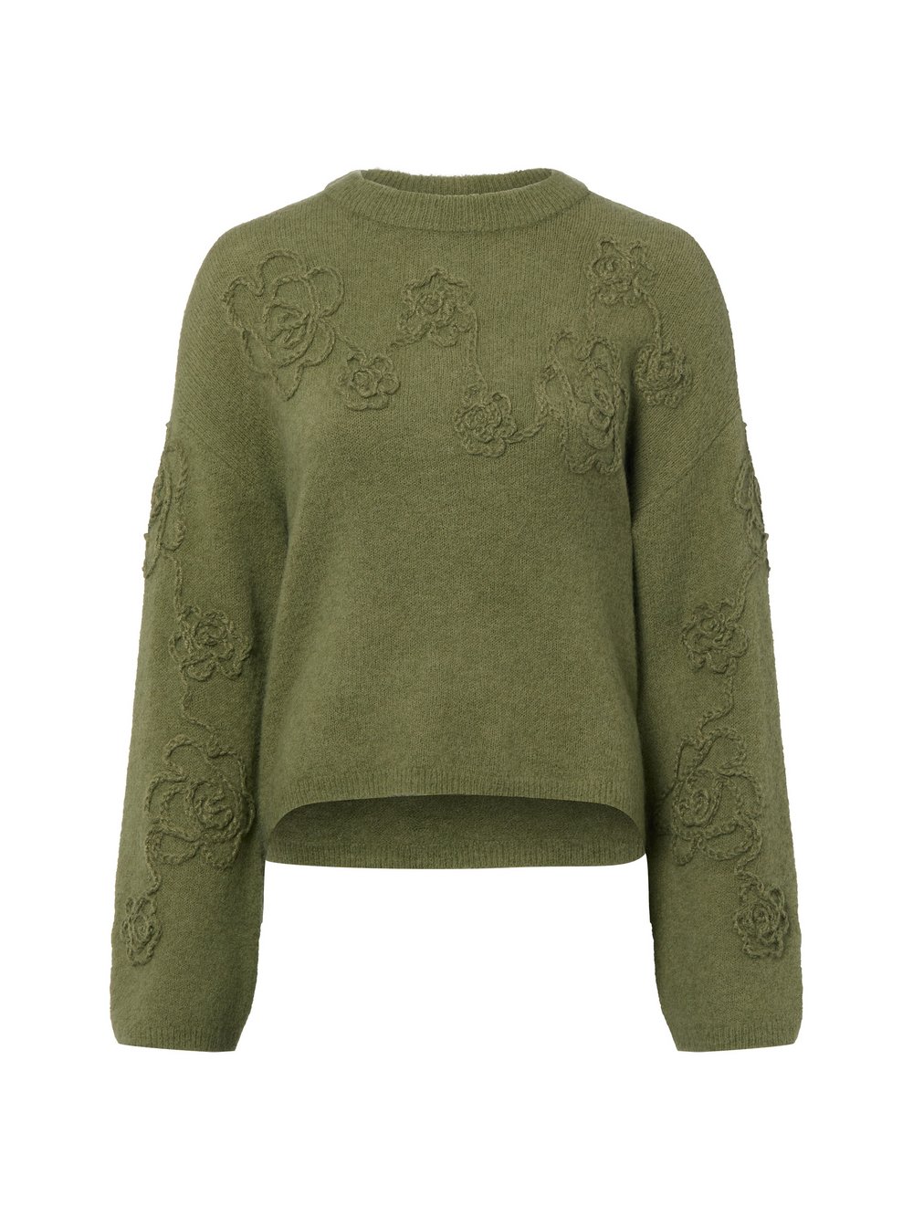 Msch Copenhagen Strickpullover mit Wolle und Alpaka Damen grün gemustert, M/L