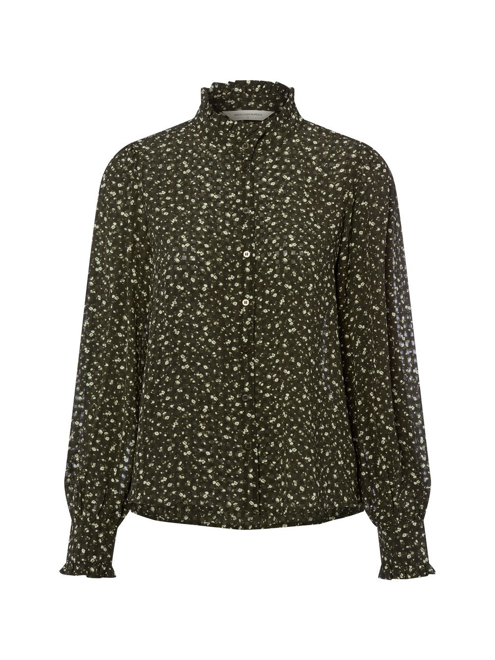 Msch Copenhagen Sommerbluse Damen grün gemustert, XS