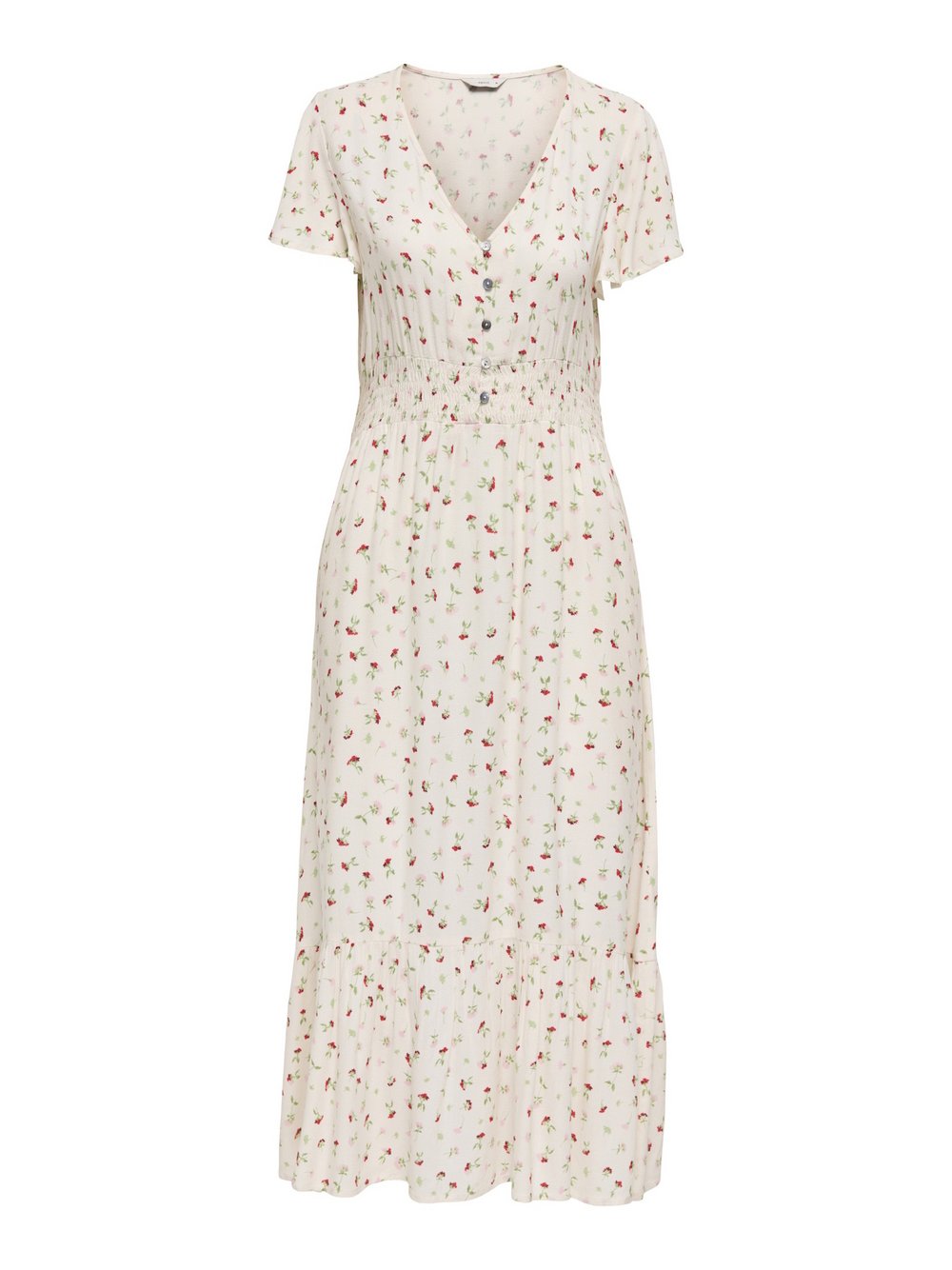 ONLY Kleid Damen Viskose weiß gemustert, S