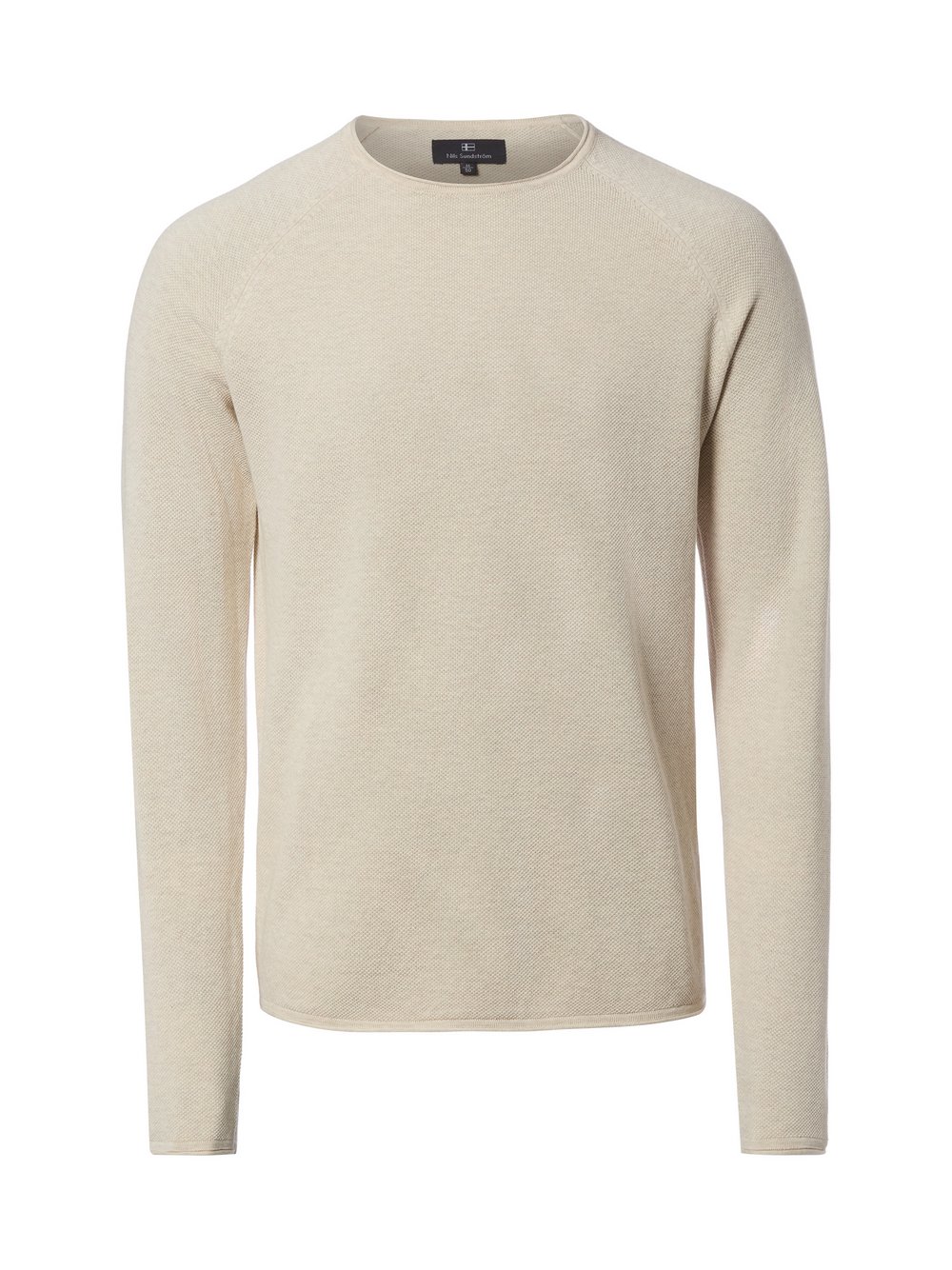 Nils Sundström Strickpullover Herren Baumwolle beige meliert, L