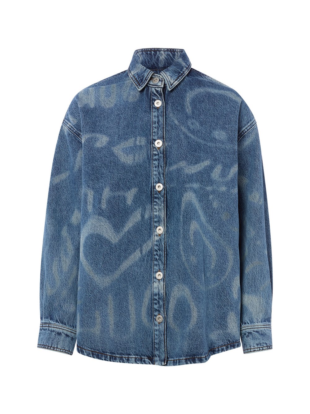 HUGO BLUE Overshirt Damen Baumwolle blau gemustert, M