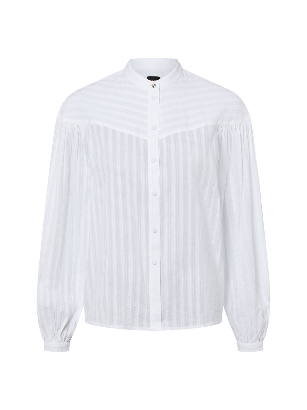 BOSS Orange Bluse Damen Baumwolle weiß strukturiert, 42