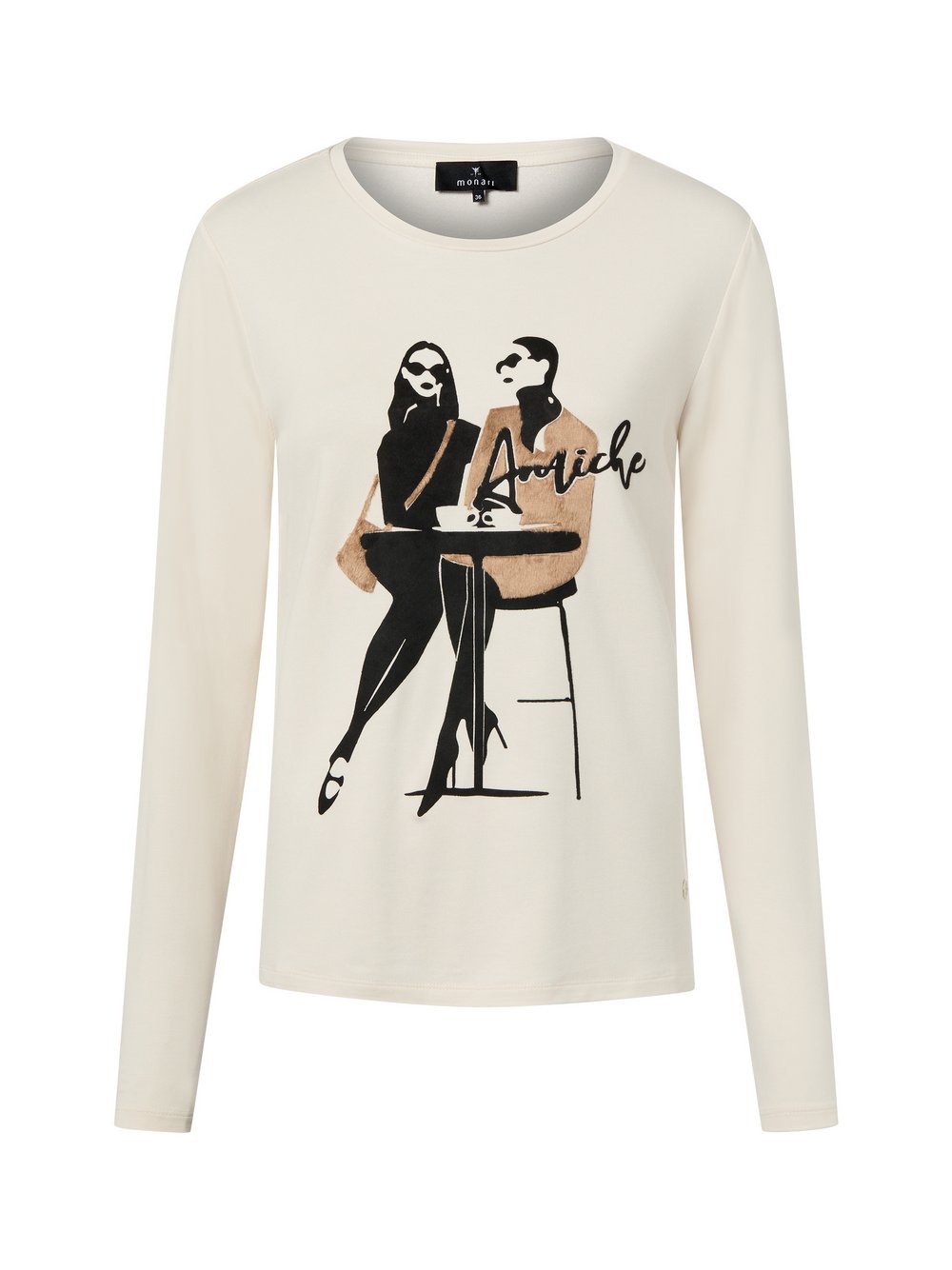 Monari Langarmshirt Damen Viskose weiß bedruckt, 44
