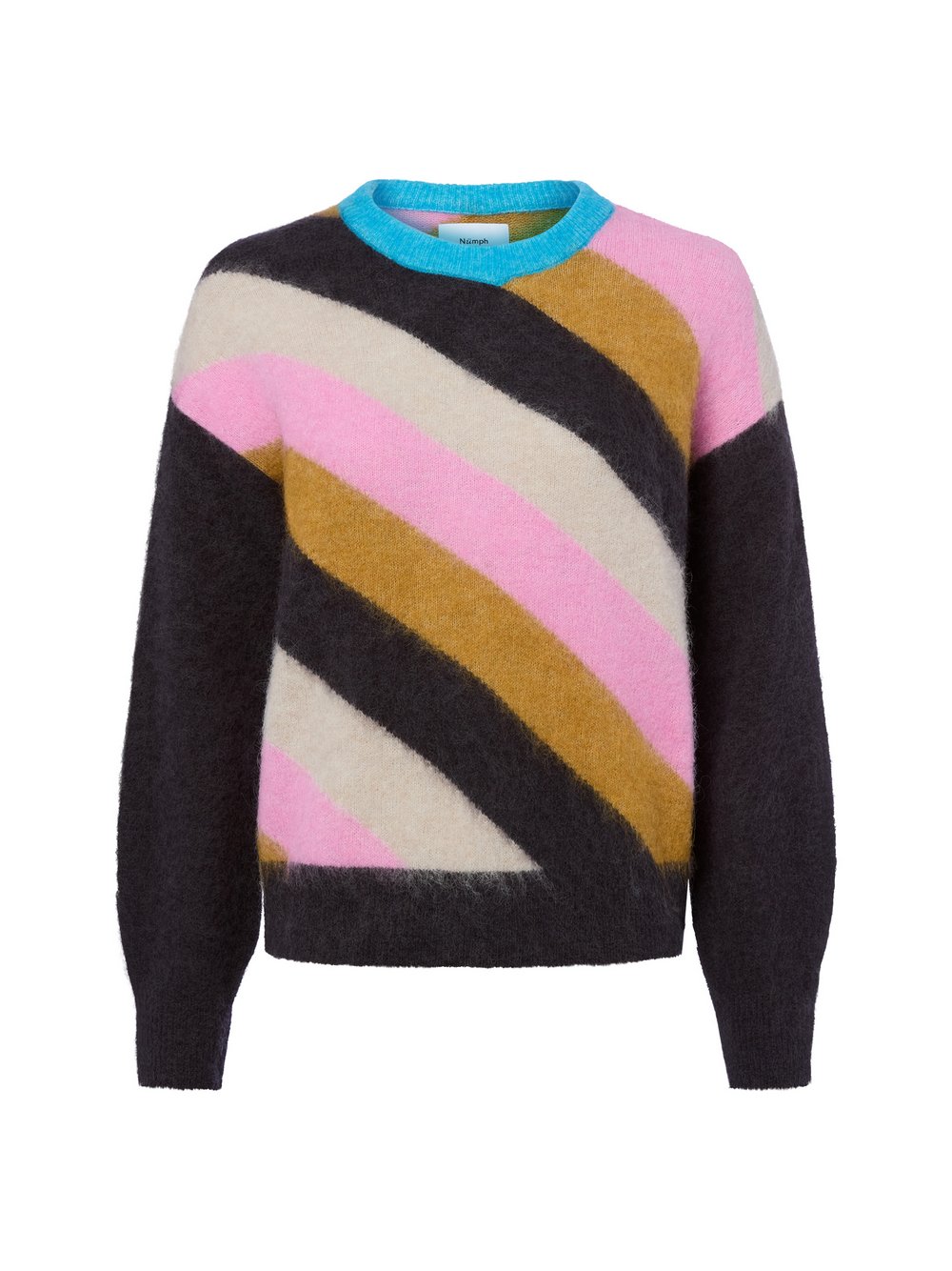 Nümph Strickpullover mit Alpaka- und Woll-Anteil Damen Wolle mehrfarbig gestreift, XXL