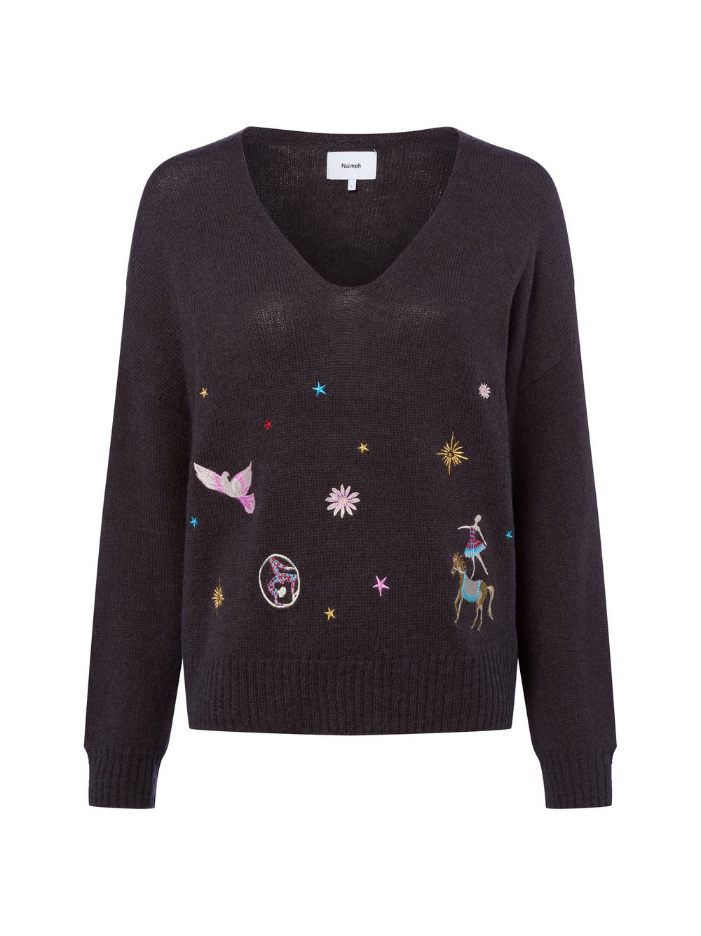 Nümph Strickpullover mit Alpakaanteil Damen Polyamid grau, S