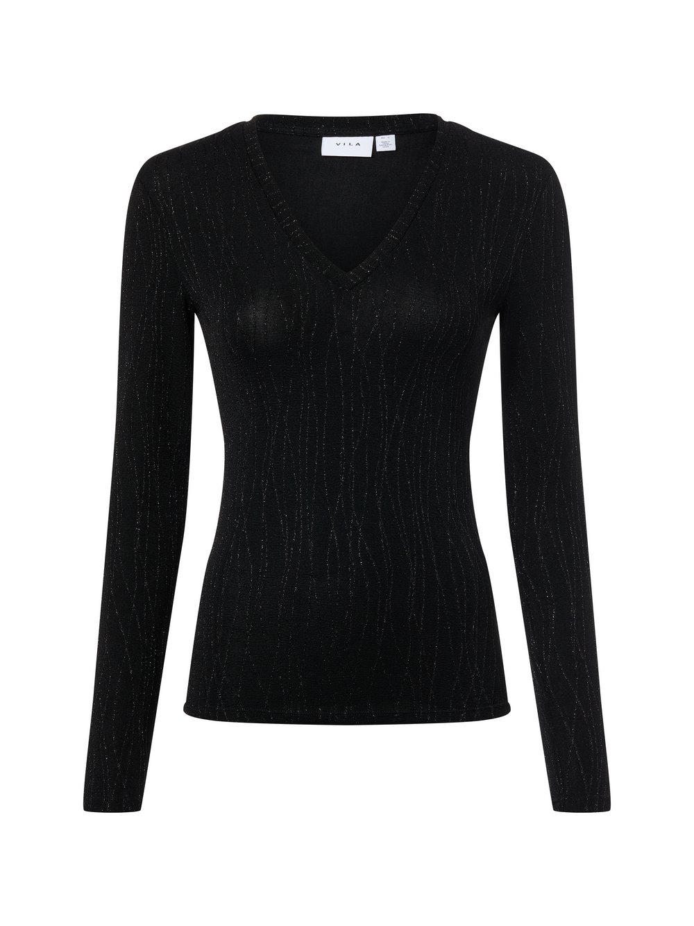 Vila Langarmshirt Damen Polyamid schwarz gemustert, M