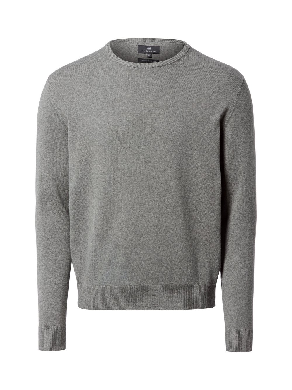 Nils Sundström Strickpullover Herren Baumwolle grau meliert, XXL